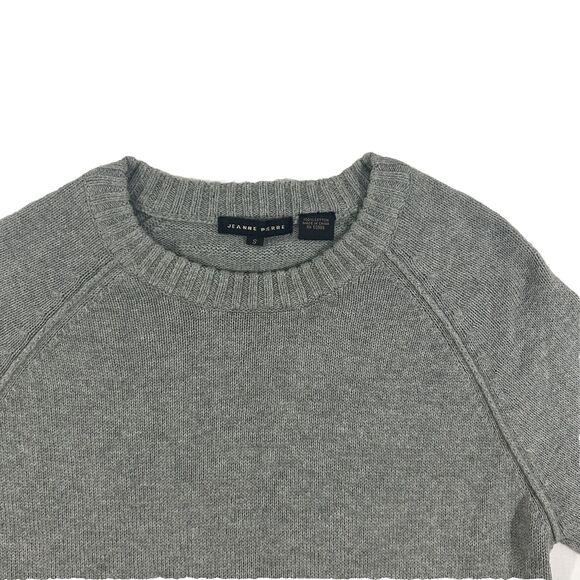 Jeanne Pierre Gray Crewneck Sweater Raglan Sleeve Rib Knit Trim Womens S - Picture 4 of 8